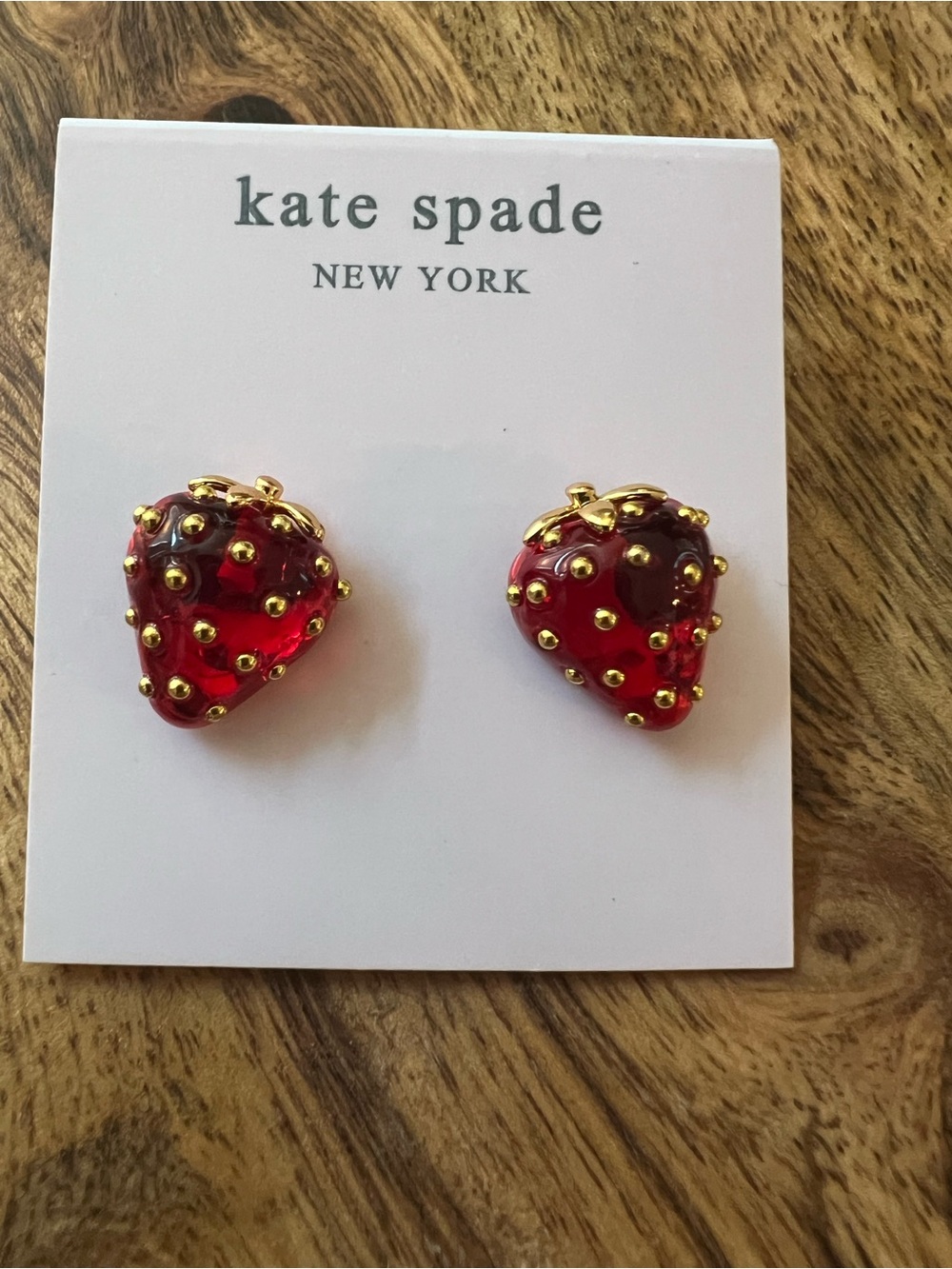 kate spade Red Strawberry Resin & Gold Stud Earrings 🍓🍓🍓